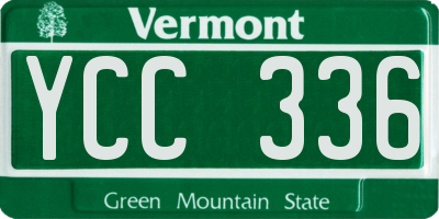 VT license plate YCC336