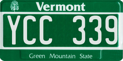 VT license plate YCC339