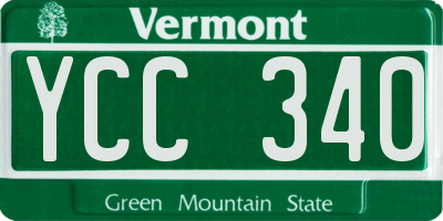 VT license plate YCC340