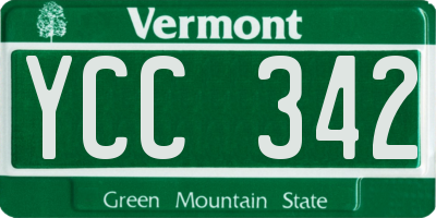VT license plate YCC342