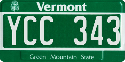 VT license plate YCC343