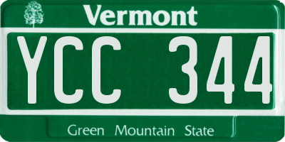 VT license plate YCC344
