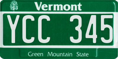 VT license plate YCC345