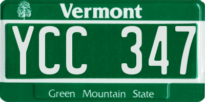 VT license plate YCC347