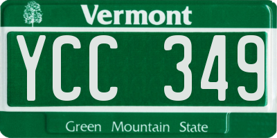 VT license plate YCC349