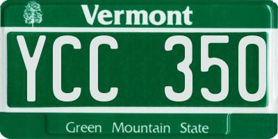 VT license plate YCC350