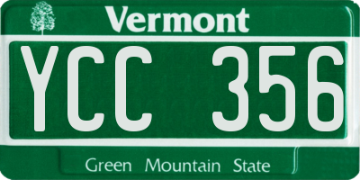 VT license plate YCC356