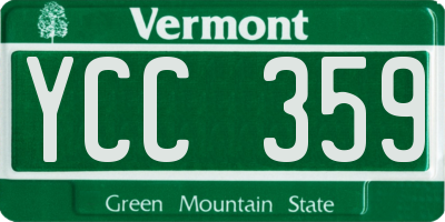 VT license plate YCC359