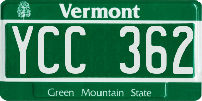 VT license plate YCC362