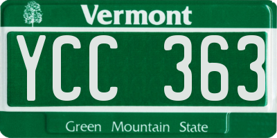 VT license plate YCC363