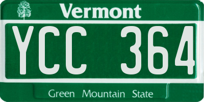 VT license plate YCC364
