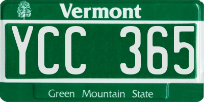 VT license plate YCC365