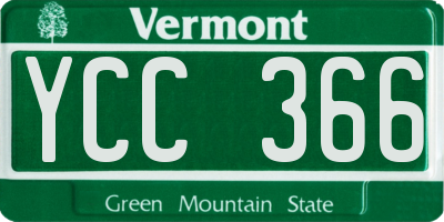 VT license plate YCC366