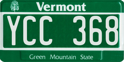 VT license plate YCC368