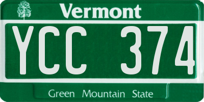 VT license plate YCC374
