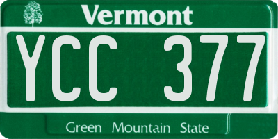 VT license plate YCC377