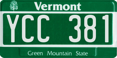 VT license plate YCC381