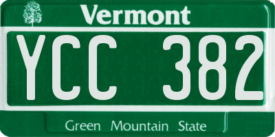 VT license plate YCC382