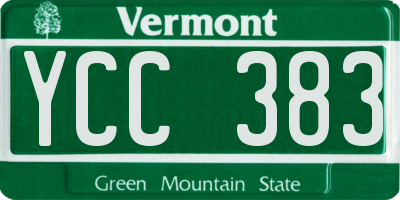VT license plate YCC383