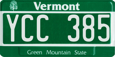VT license plate YCC385