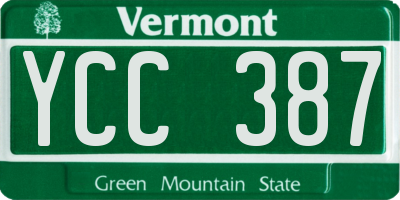 VT license plate YCC387