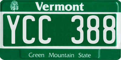 VT license plate YCC388