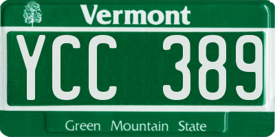 VT license plate YCC389