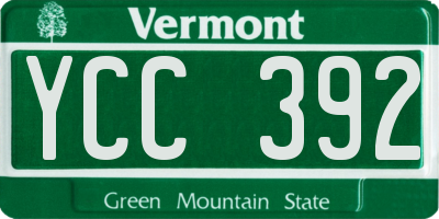 VT license plate YCC392