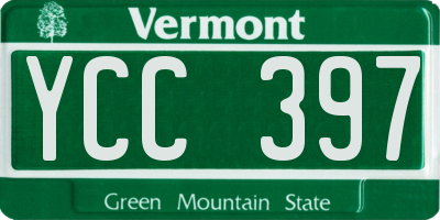 VT license plate YCC397