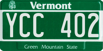 VT license plate YCC402