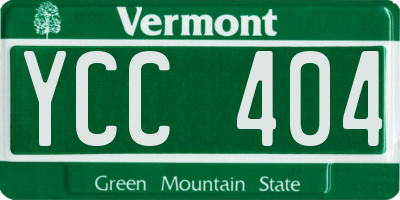 VT license plate YCC404