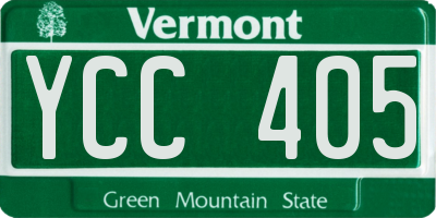 VT license plate YCC405