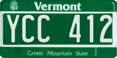 VT license plate YCC412