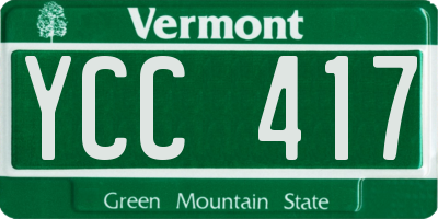 VT license plate YCC417
