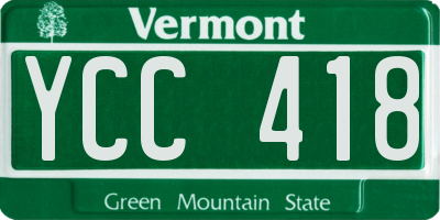 VT license plate YCC418
