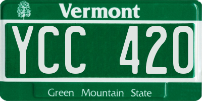 VT license plate YCC420