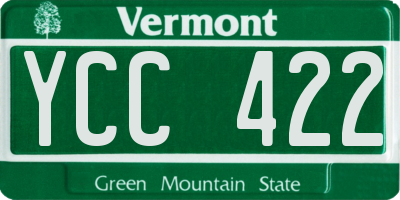 VT license plate YCC422
