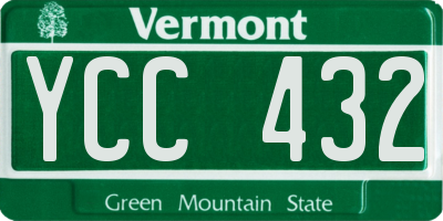 VT license plate YCC432