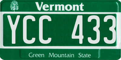 VT license plate YCC433