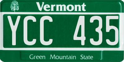 VT license plate YCC435