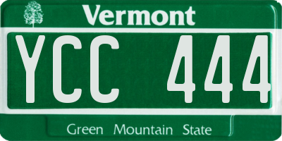 VT license plate YCC444