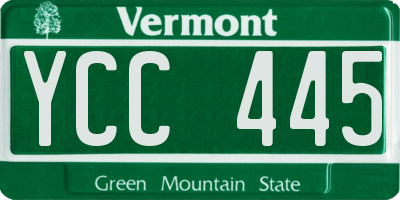 VT license plate YCC445