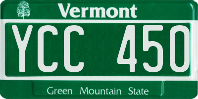 VT license plate YCC450