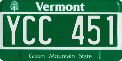 VT license plate YCC451