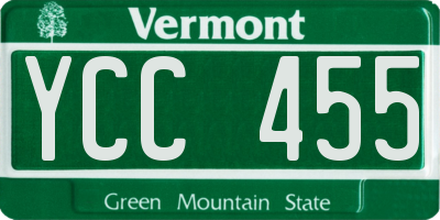 VT license plate YCC455