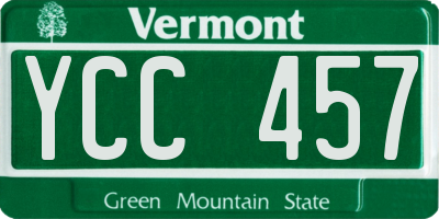 VT license plate YCC457