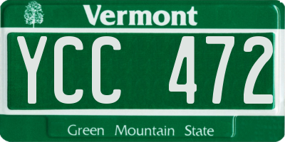 VT license plate YCC472