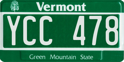 VT license plate YCC478