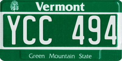 VT license plate YCC494