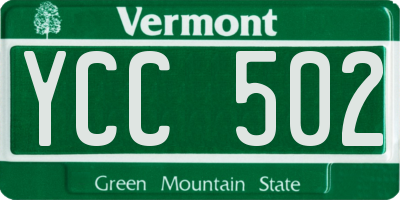 VT license plate YCC502